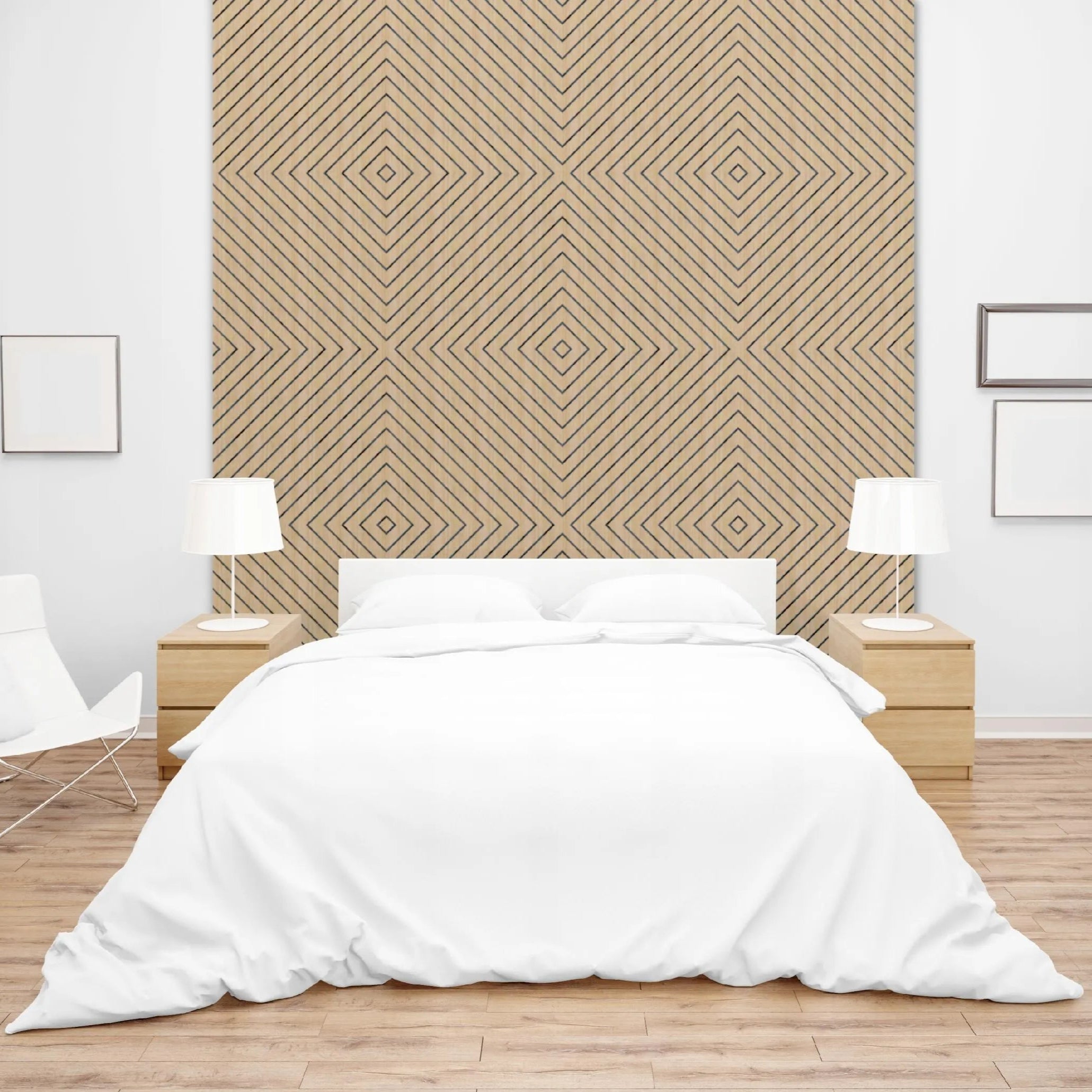 Felt Slatted Acoustic Wall Panels 1 in bedroom interior DecorMania UK